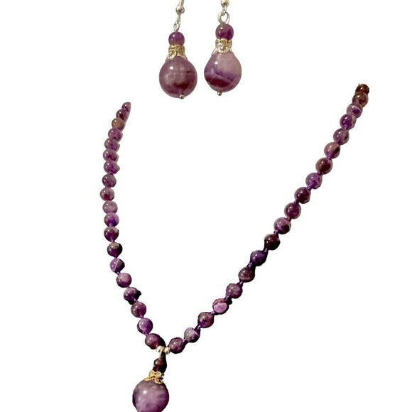 Natural Amethyst Necklace Earring Set NWT Black Friday sale! - Picture 2 of 11